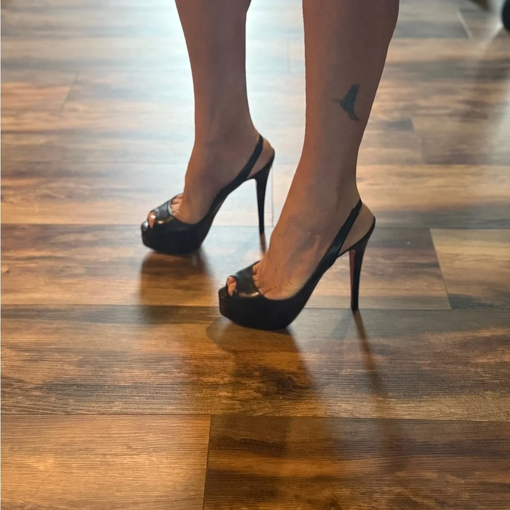 NIB Christian Louboutin Catenita 120mm Peep-Toe Slingback size 37 EU/6.5-7 - Picture 3 of 12